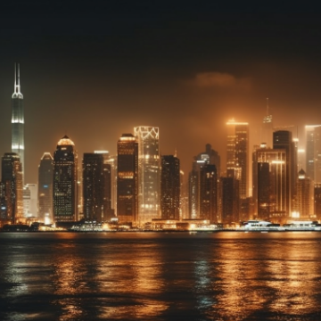 Night skyline of Riyadh, Saudi Arabia, with illuminated towers and city lights.